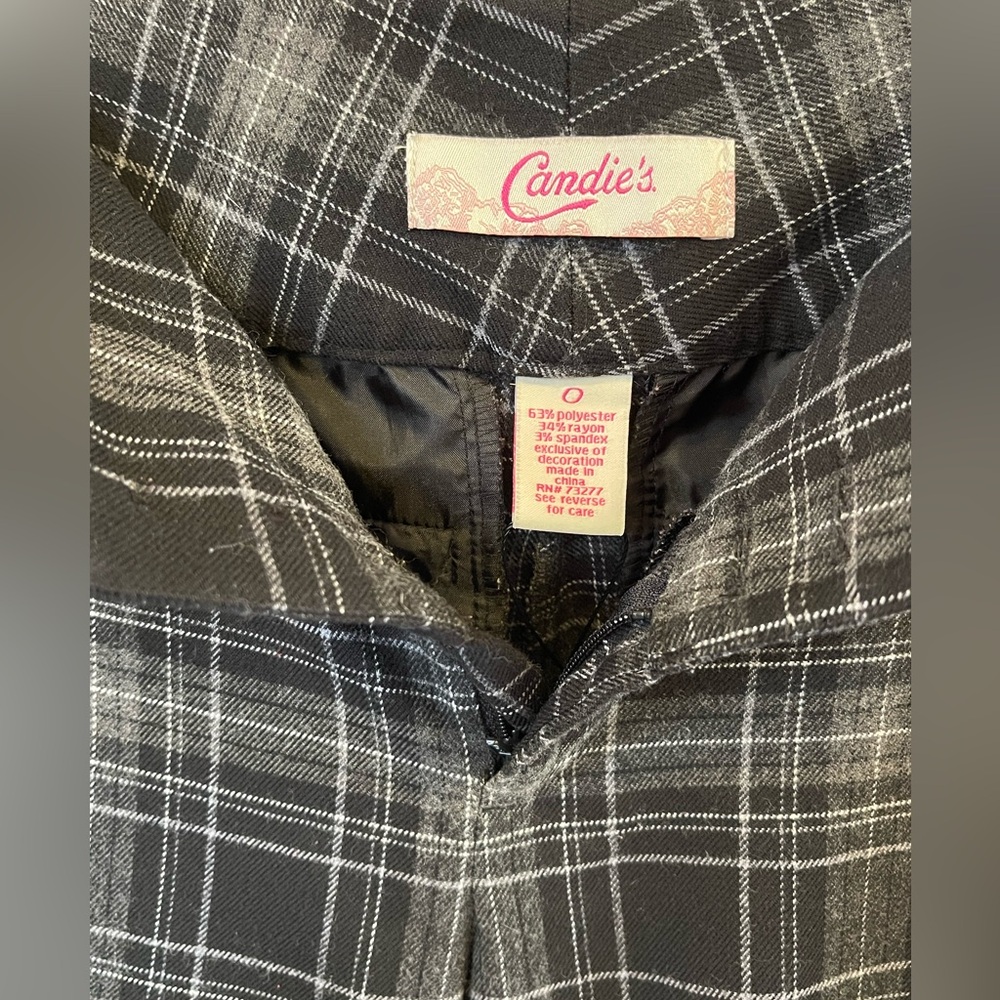 Candie's Women's Plaid Flare Pants 90s Vintage - Picture 2 of 6